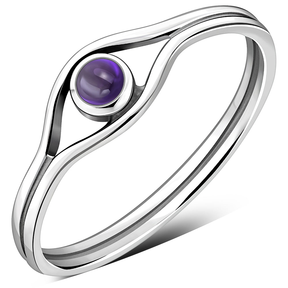 Evil Eye Sterling Silver Amethyst Stone Ring