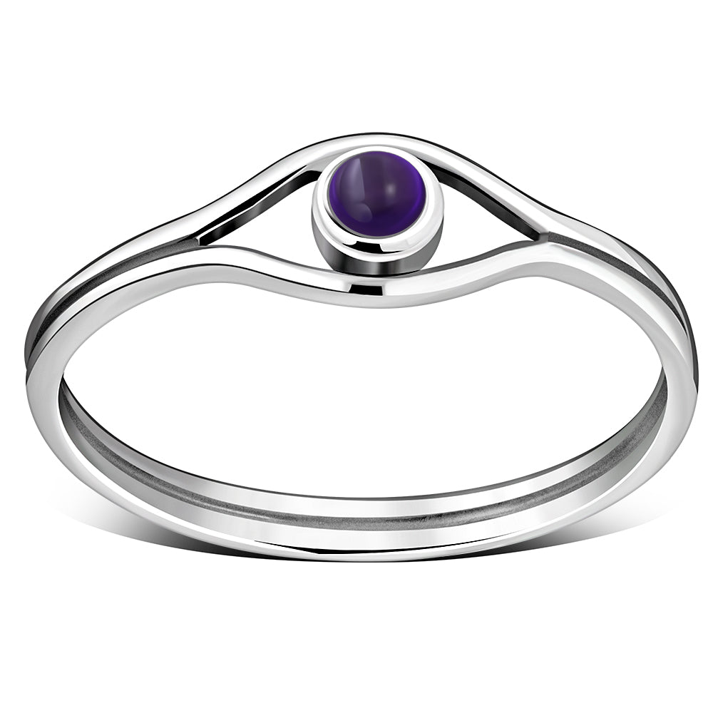 Evil Eye Sterling Silver Amethyst Stone Ring