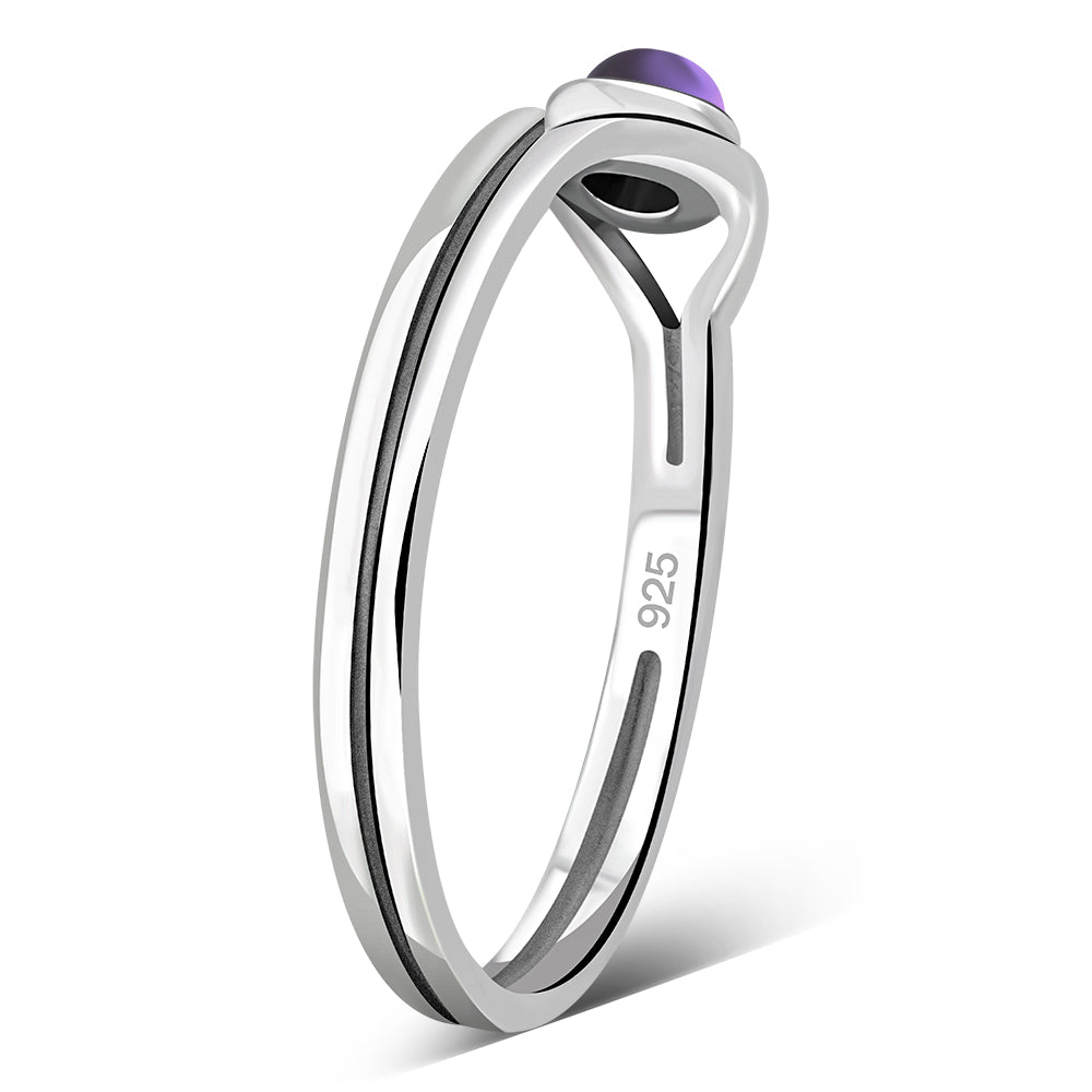 Evil Eye Sterling Silver Amethyst Stone Ring