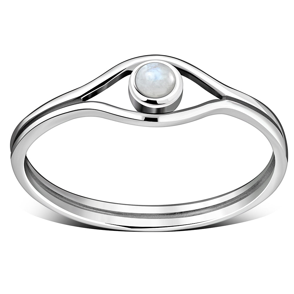 Evil Eye Sterling Silver Rainbow Moonstone Ring