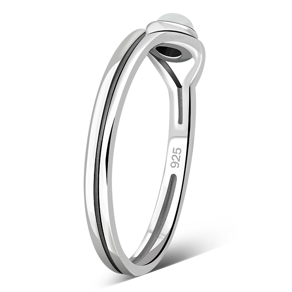 Evil Eye Sterling Silver Rainbow Moonstone Ring