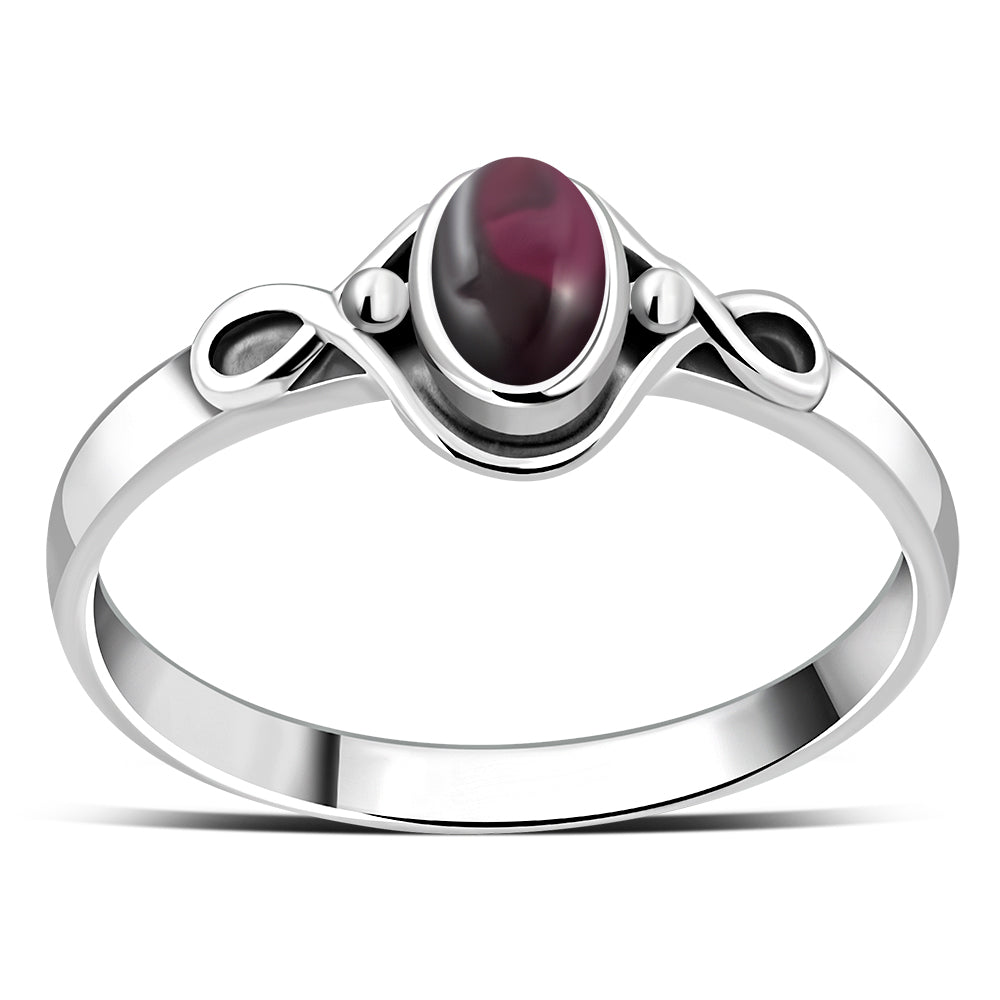Garnet Stone cab Celtic Silver Ring