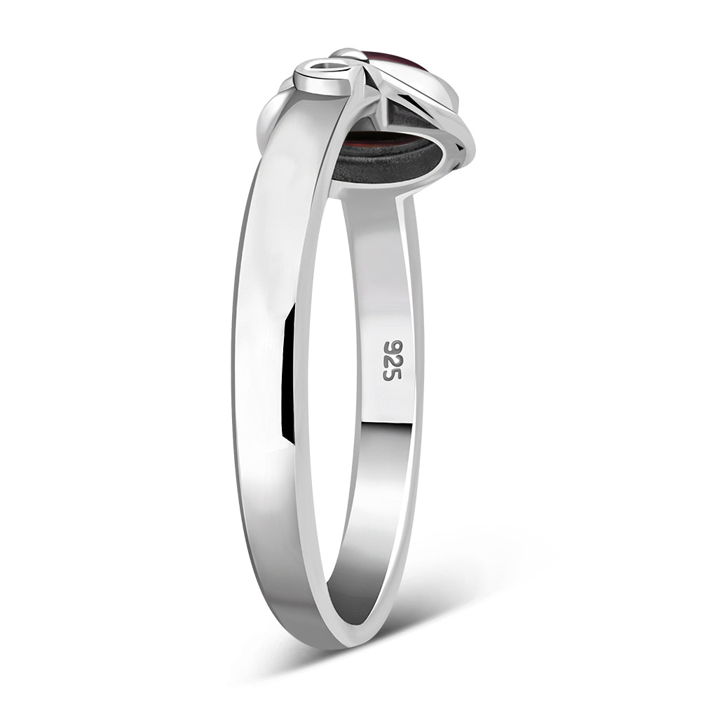 Garnet Stone cab Celtic Silver Ring