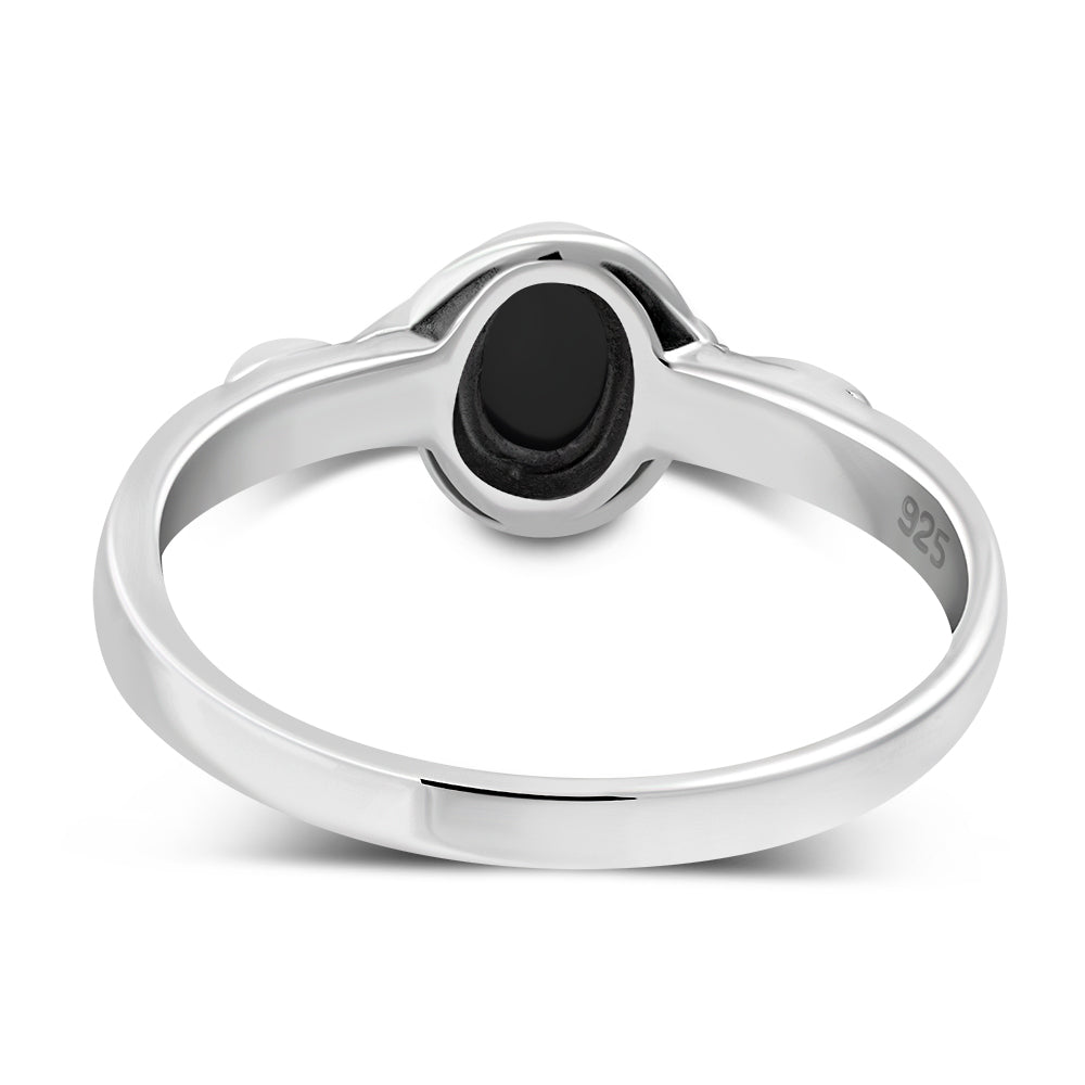 Black Onyx Celtic Knot Silver Ring