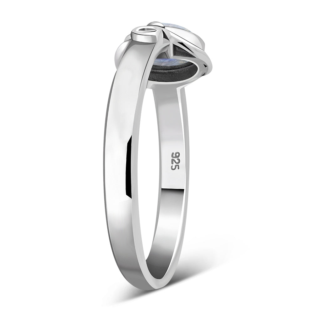 Rainbow Moonstone cab Celtic Silver Ring