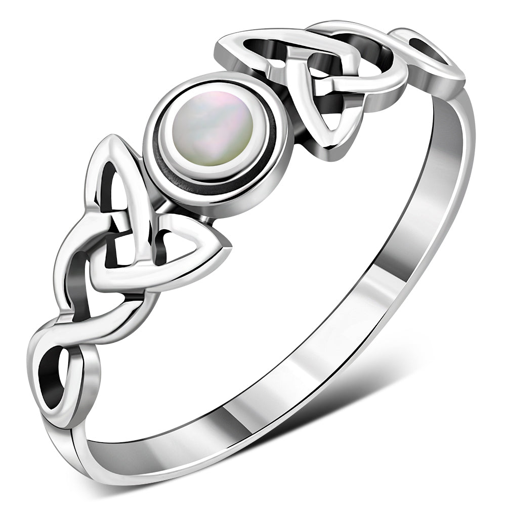 Celtic Trinity Silver Mother of Pearl Ring