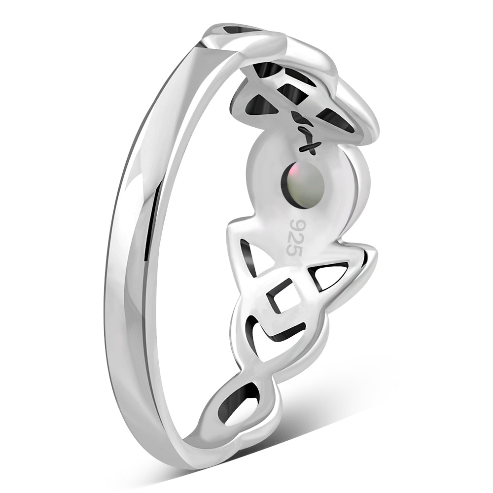 Celtic Trinity Silver Mother of Pearl Ring