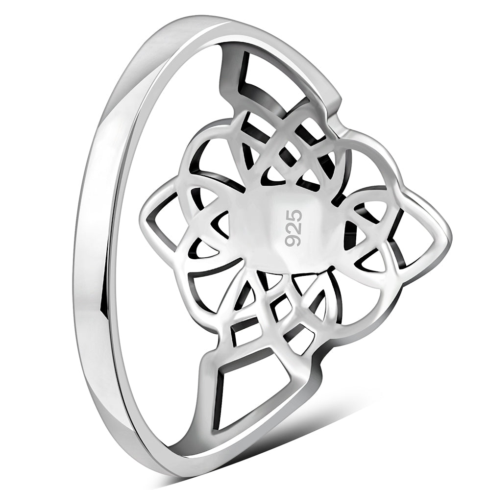 Mother of Pearl Celtic Knot Silver Ring
