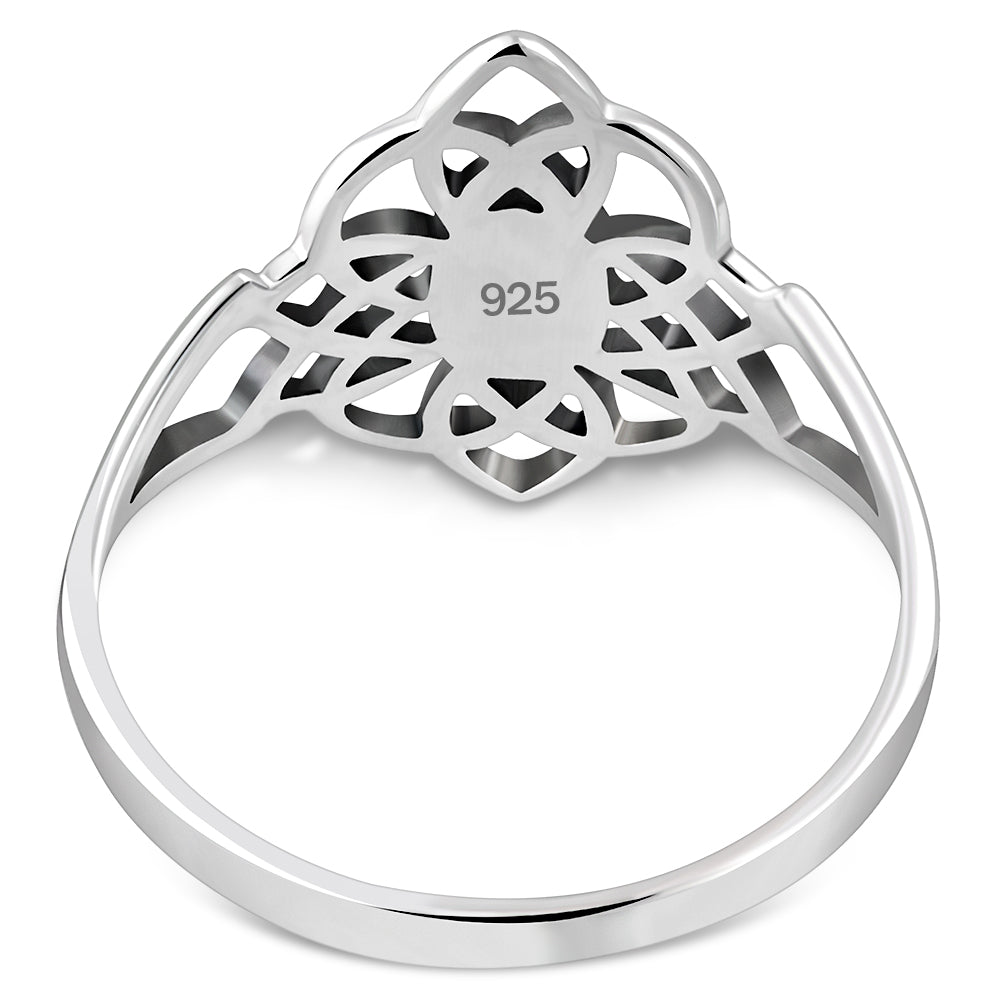 Mother of Pearl Celtic Knot Silver Ring