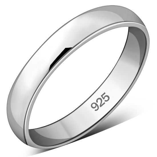 3.8mm Wide | Plain Round Top Silver Blank Engravable Wedding Band