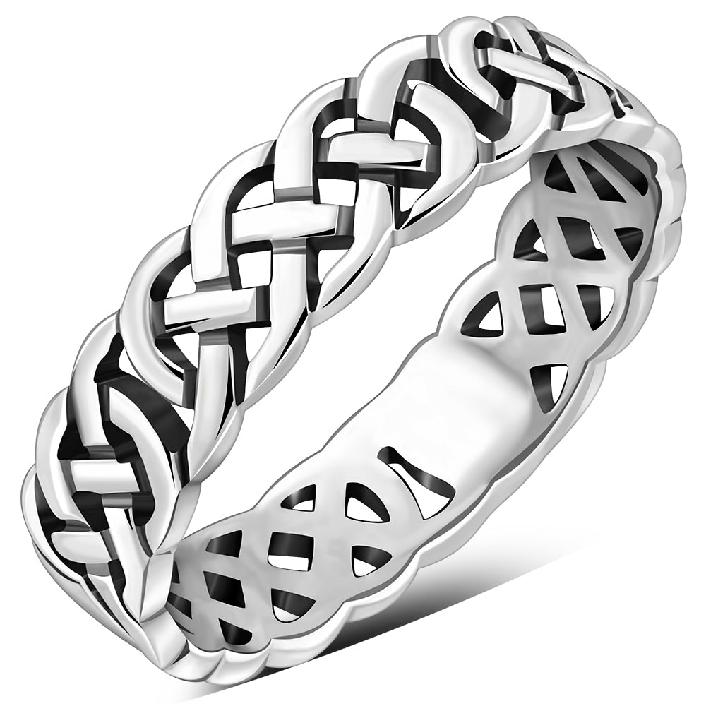 All round Celtic Knot Sterling Silver Plain Band Ring