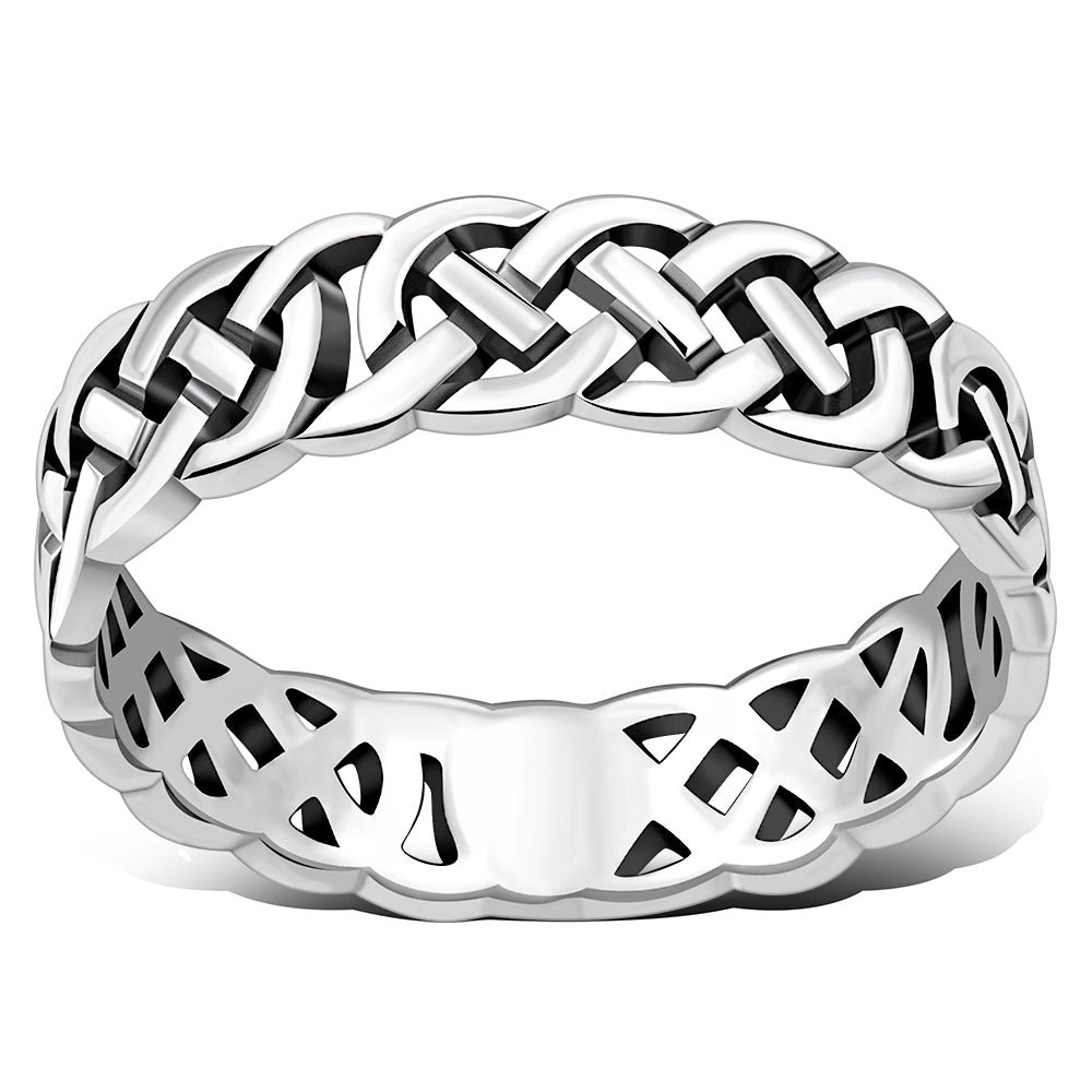 All round Celtic Knot Sterling Silver Plain Band Ring