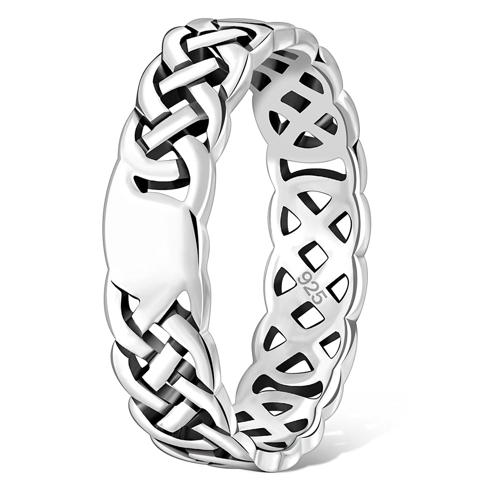 All round Celtic Knot Sterling Silver Plain Band Ring