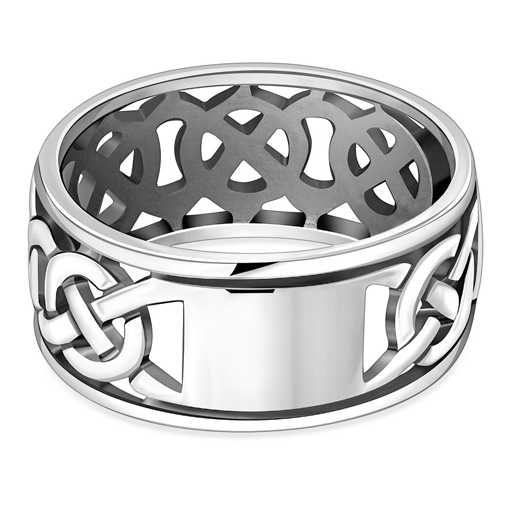 Plain Band Celtic Knot Sterling Silver Ring