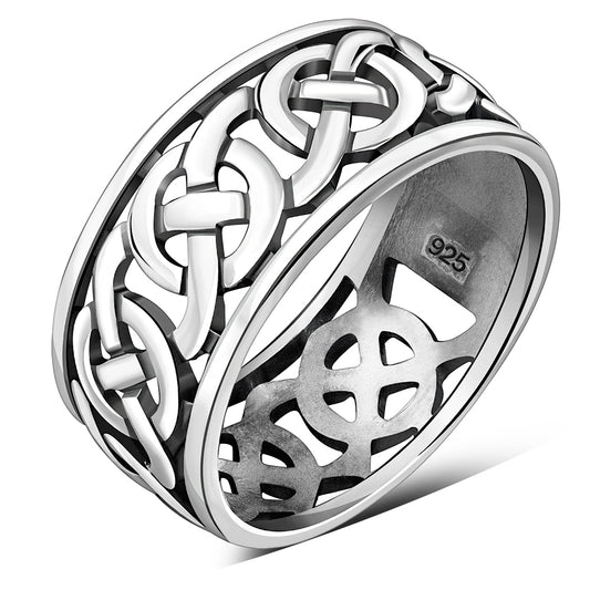 Plain Band Celtic Knot Sterling Silver Ring