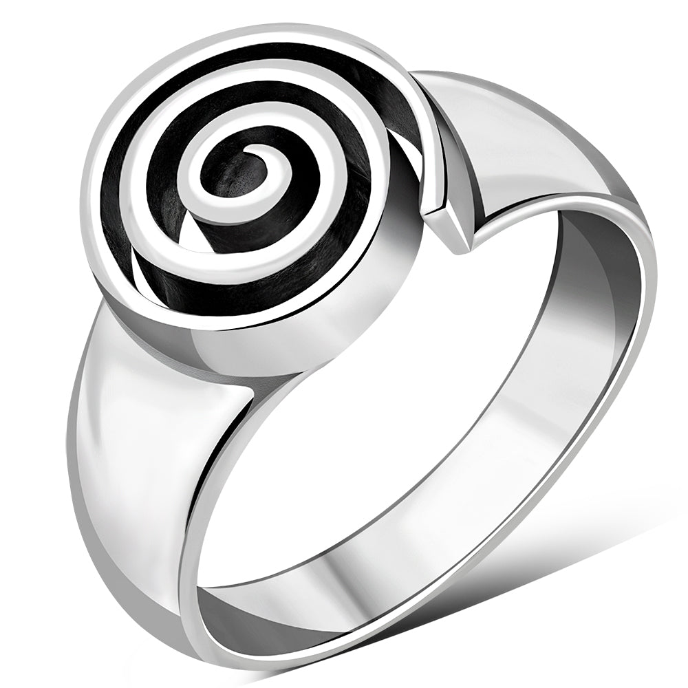 Plain Solid Silver Spiral Ring