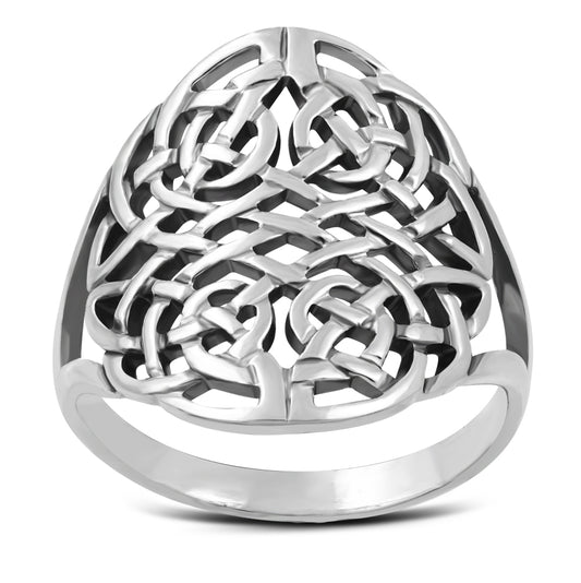 Large Light Round Celtic Knot Silver Ring