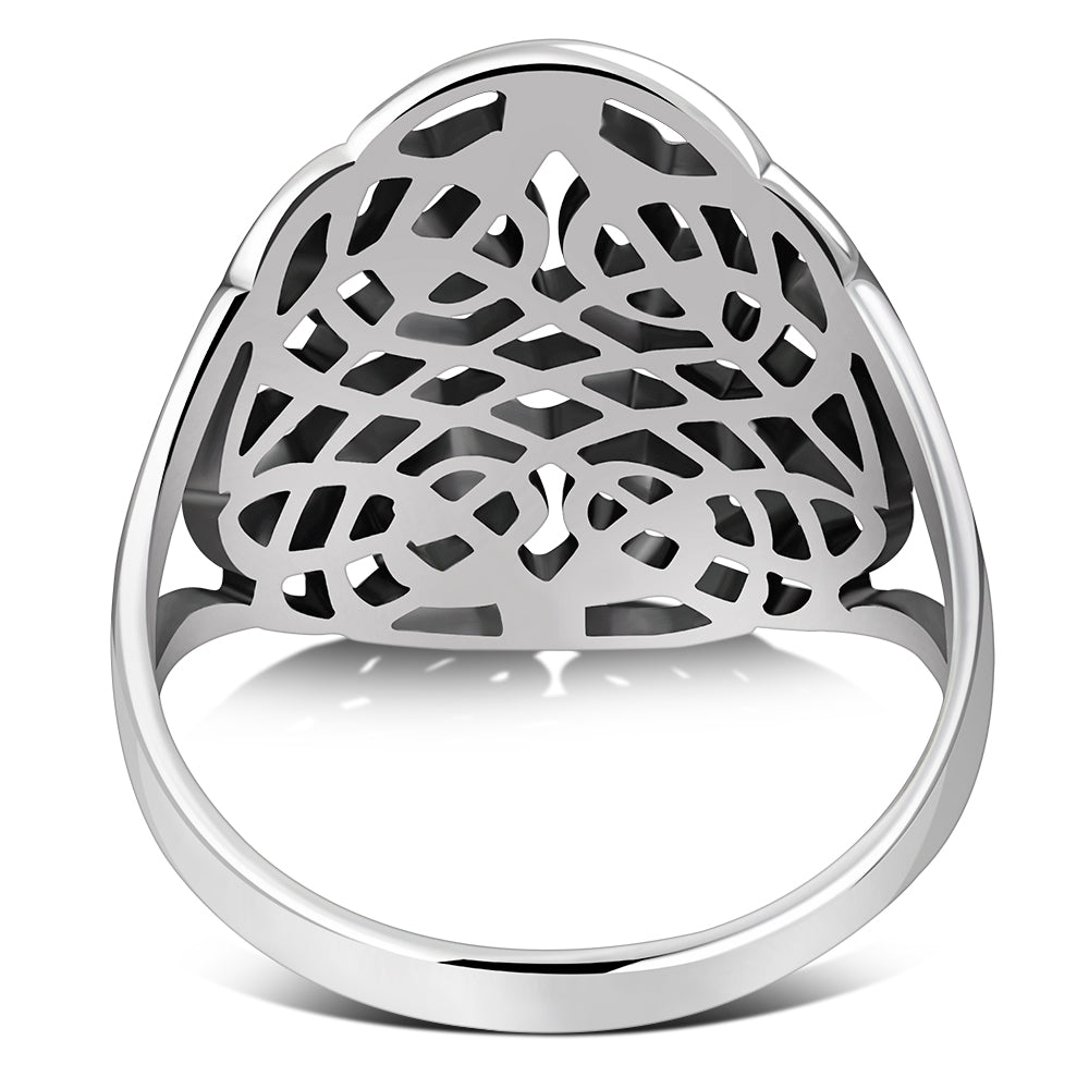 Large Light Round Celtic Knot Silver Ring