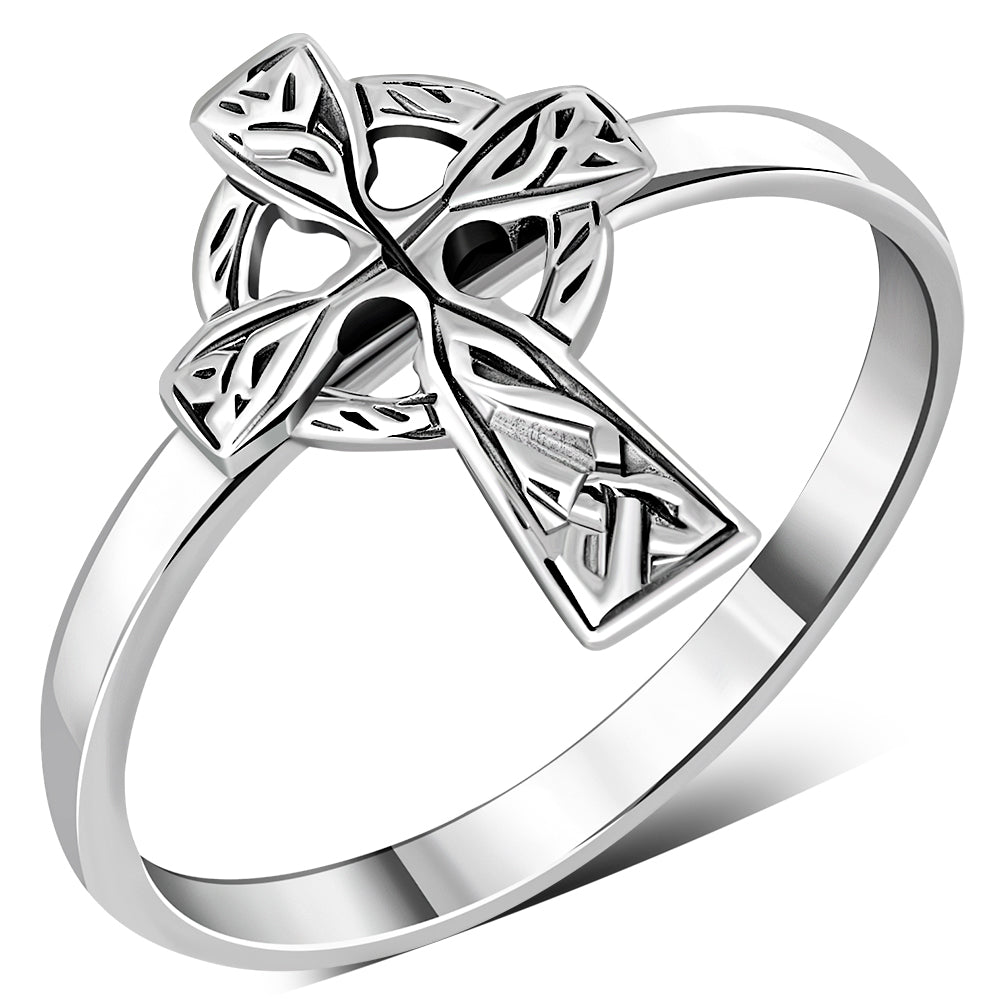 Celtic Cross Plain Sterling Silver Ring