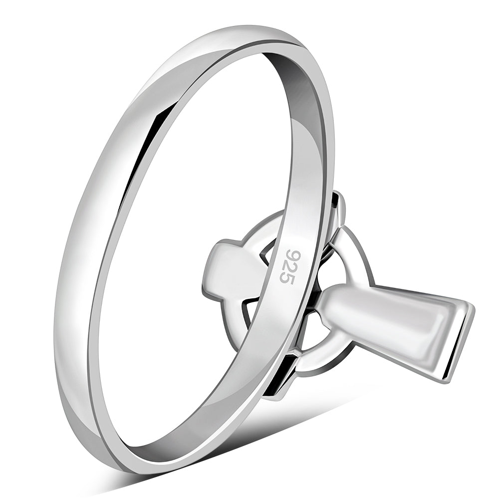 Celtic Cross Plain Sterling Silver Ring