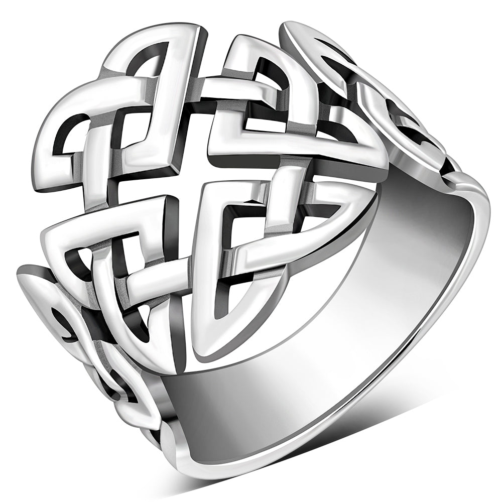 Celtic Trinity Knot Plain Wide Solid Silver Ring