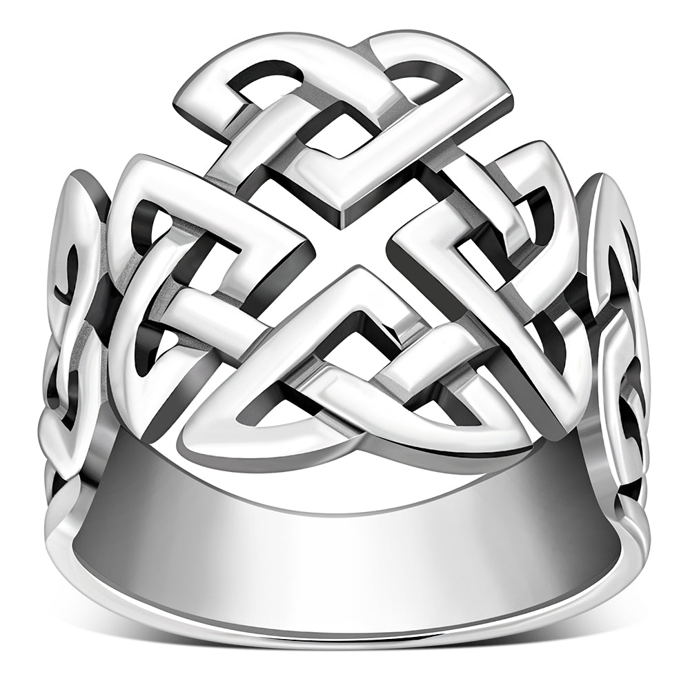 Celtic Trinity Knot Plain Wide Solid Silver Ring