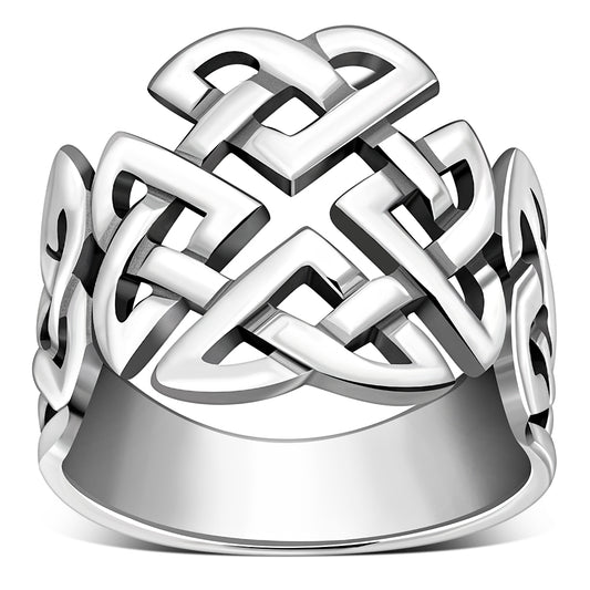 Celtic Trinity Knot Plain Wide Solid Silver Ring