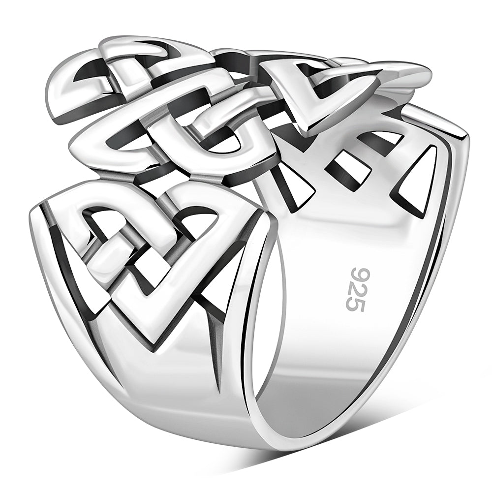 Celtic Trinity Knot Plain Wide Solid Silver Ring