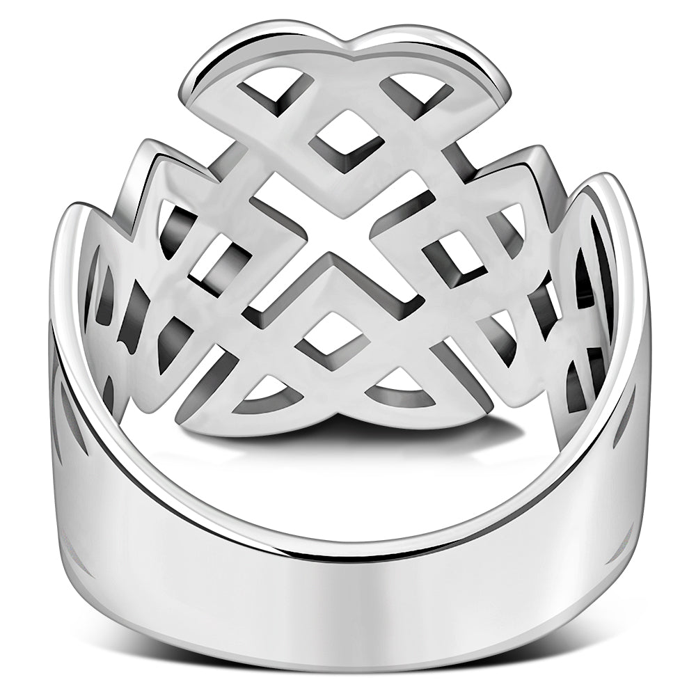 Celtic Trinity Knot Plain Wide Solid Silver Ring