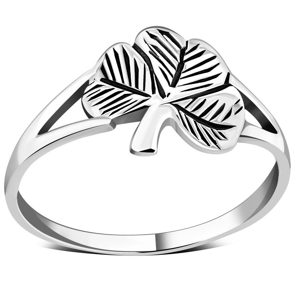 Plain Solid Sterling Silver Shamrock Ring