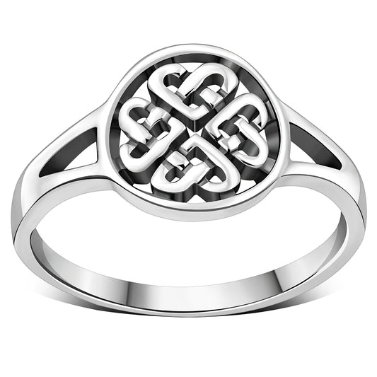 Plain Celtic Heart Knots Silver Ring