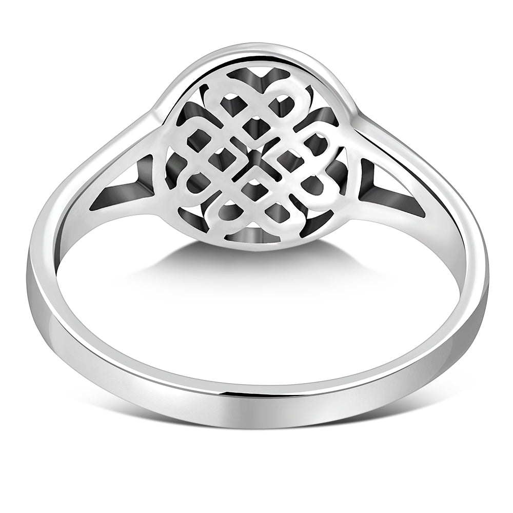 Plain Celtic Heart Knots Silver Ring