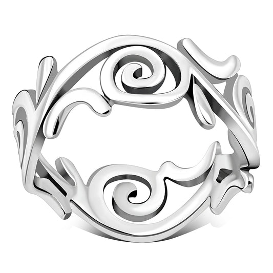 Plain Sterling Silver All Round Spiral Ring