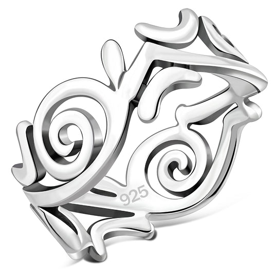 Plain Sterling Silver All Round Spiral Ring