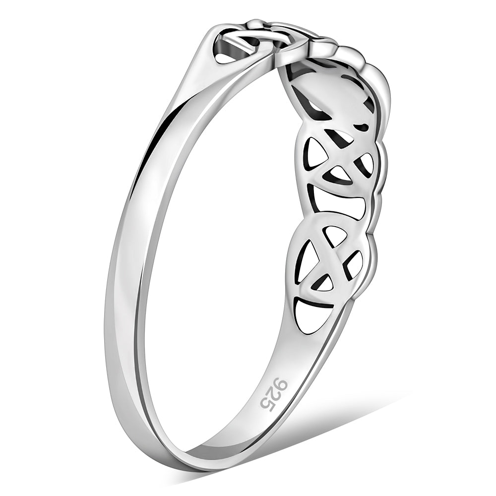 Celtic knot Heart Ring, Plain Solid Sterling Silver