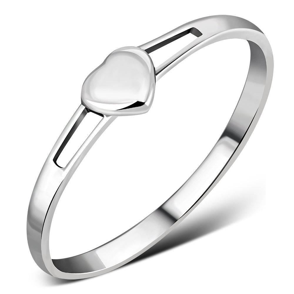 Thin Simple Heart Band Silver Ring – Creidne Jewelry