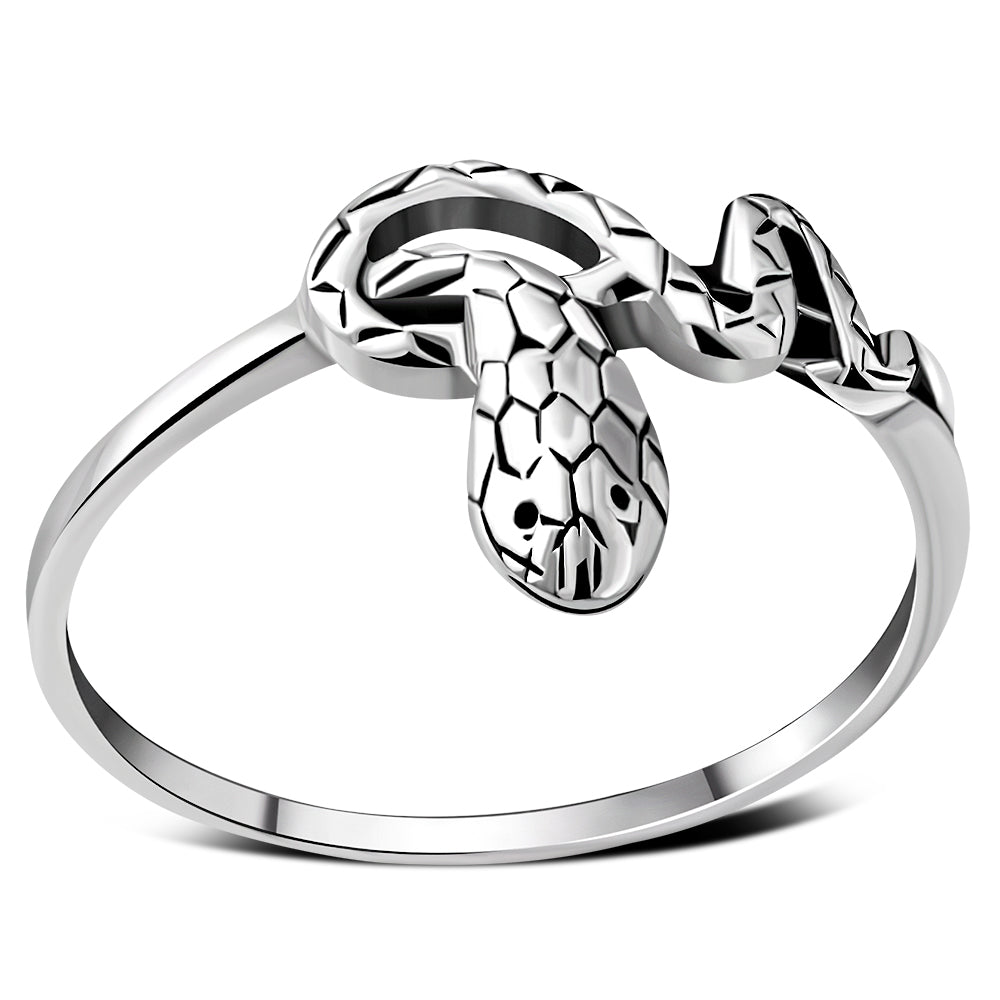 King Cobra Snake Silver Ring