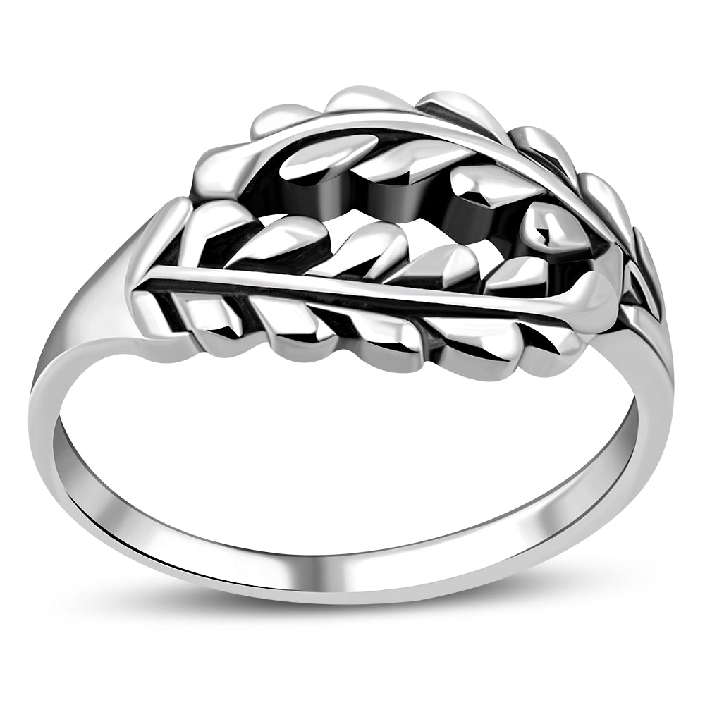 Plain Sterling Silver Laurel Leaves Ring