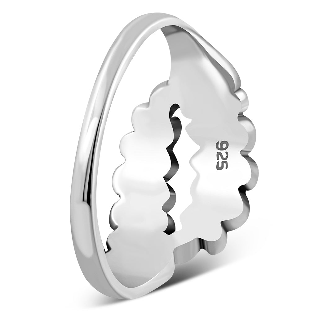 Plain Sterling Silver Laurel Leaves Ring