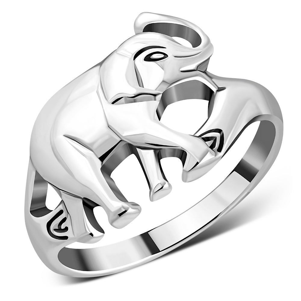 Elephant Plain Silver Ring