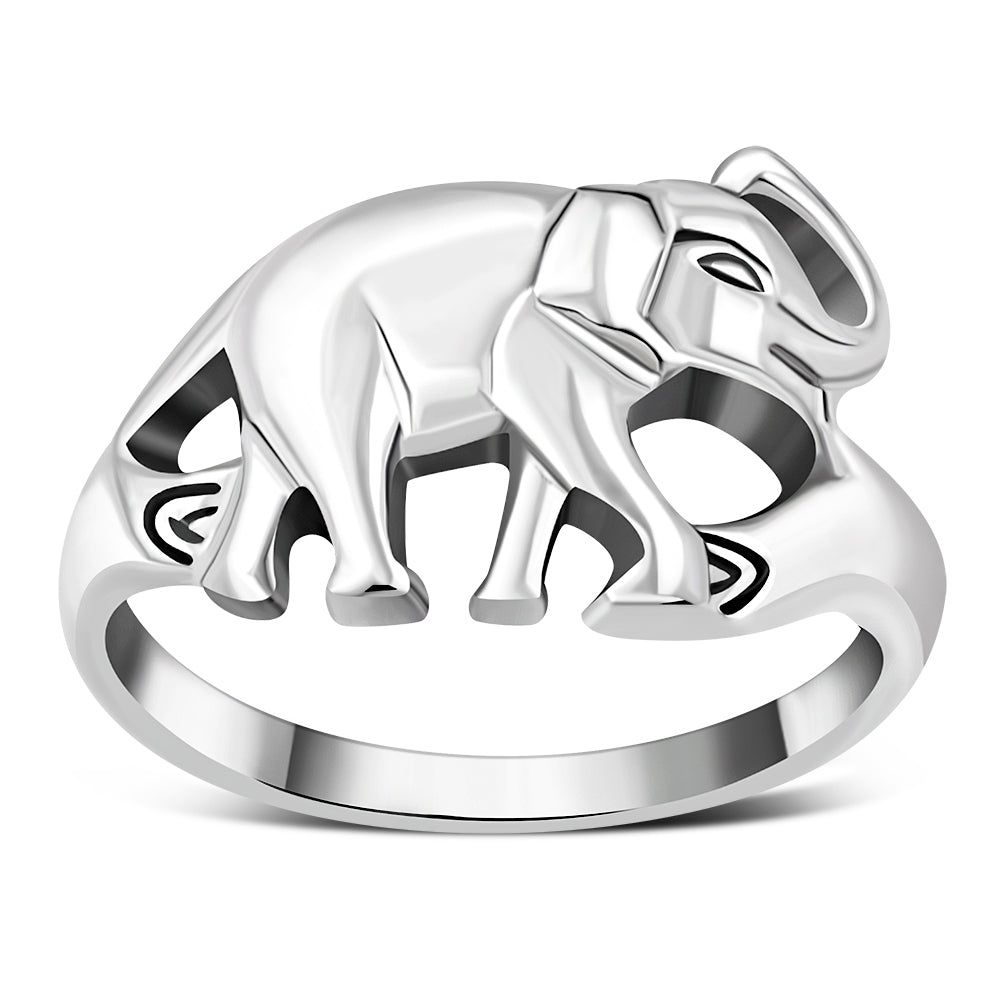 Elephant Plain Silver Ring