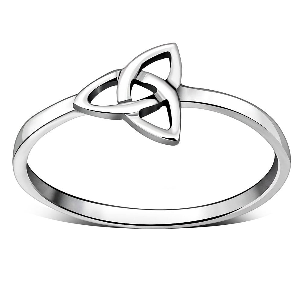 Delicate Plain Light Silver Celtic Trinity Knot Ring