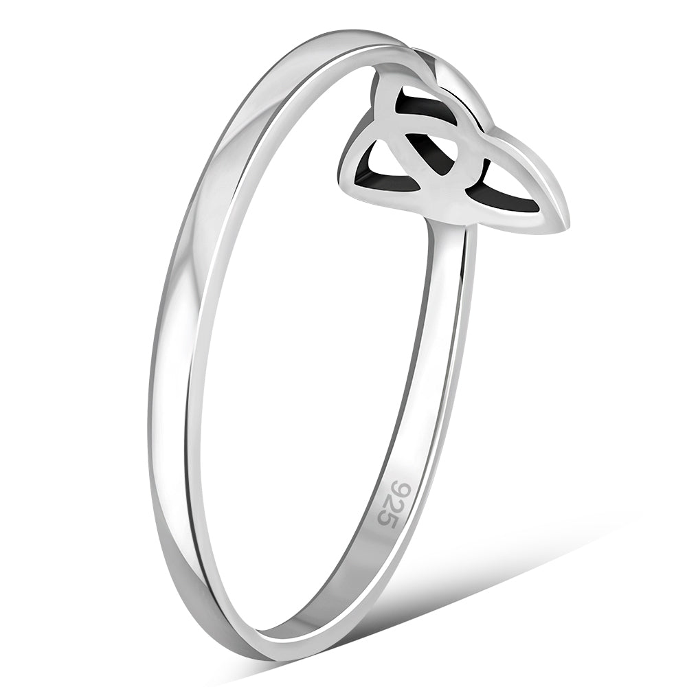 Delicate Plain Light Silver Celtic Trinity Knot Ring