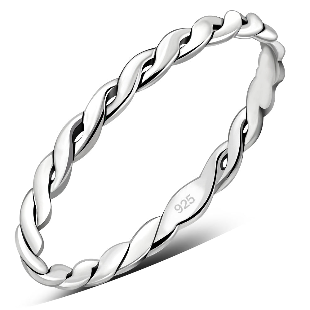 Twisted Delicate Plain Silver Ring