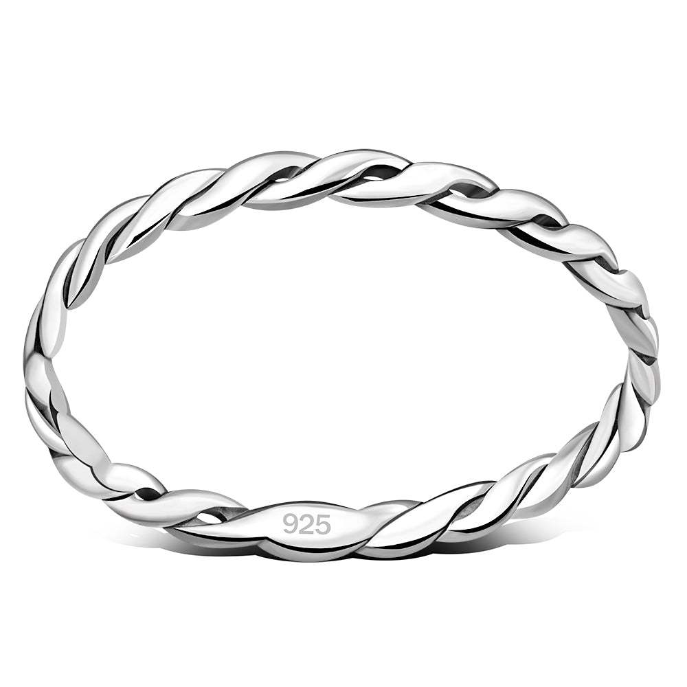 Twisted Delicate Plain Silver Ring
