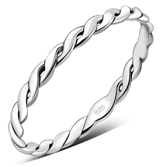 Twisted Delicate Plain Silver Ring