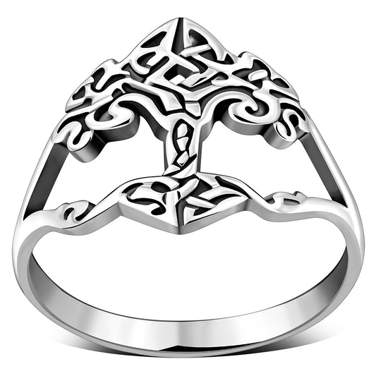 Tree of Life Celtic Knot Plain Silver Ring