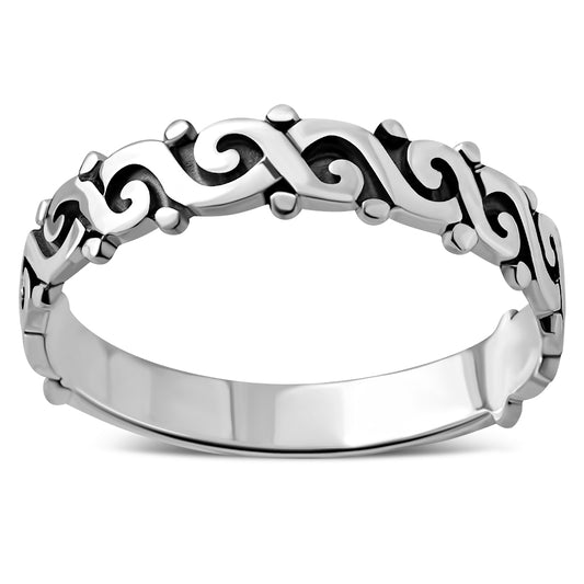 Plain Silver Spiral Band Ring