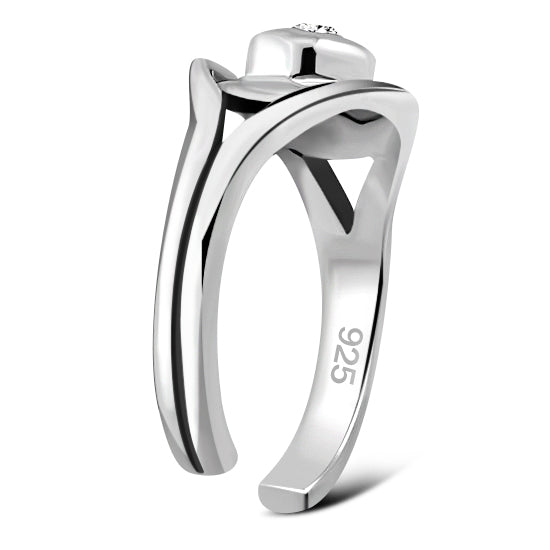 Cubic Zirconia Eye Silver Toe Ring