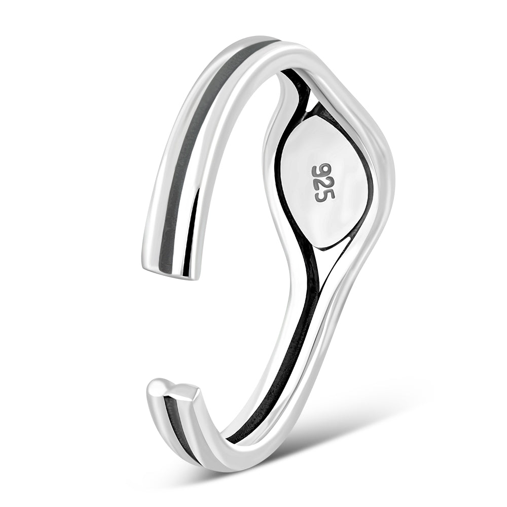 Blue Sapphire CZ Evil Eye Silver Toe Ring